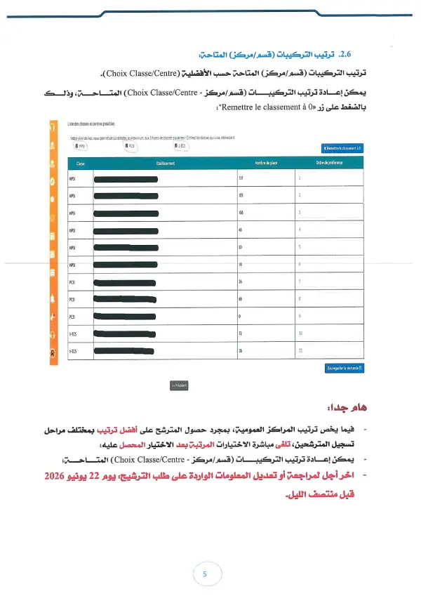 مذكرة CPGE 2026 - الصفحة 33 تفاصيل مذكرة الأقسام التحضيرية CPGE 2026 - الصفحة 33